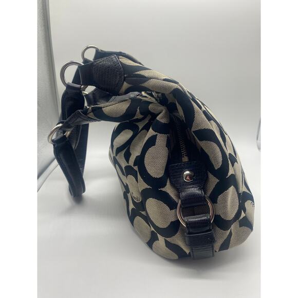 Coach Gray Black Madison Op Art Maggie Shoulder Bag Y2K Jacquard 